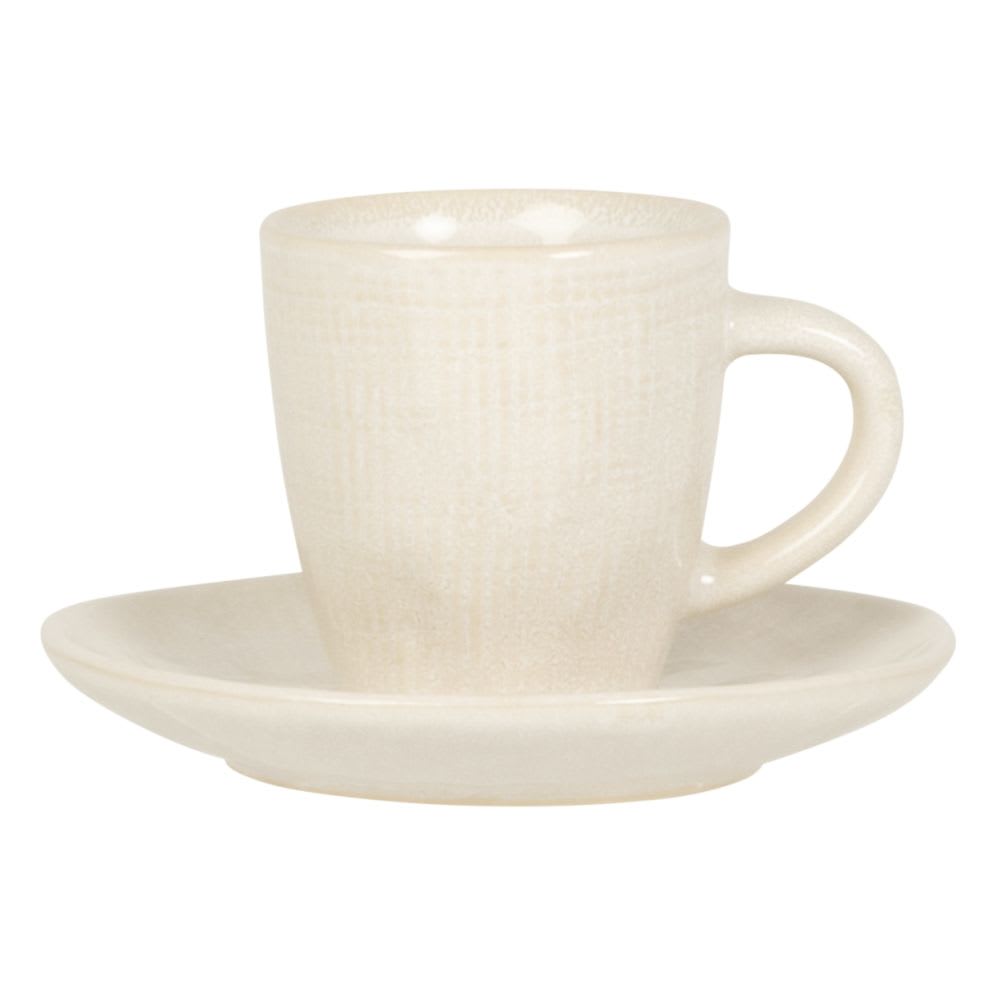 Tasse et soucoupe en céramique beige