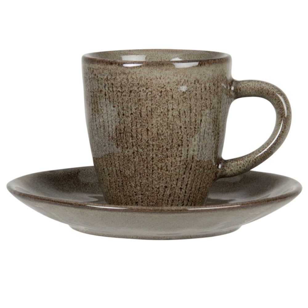 Tasse et soucoupe en céramique verte