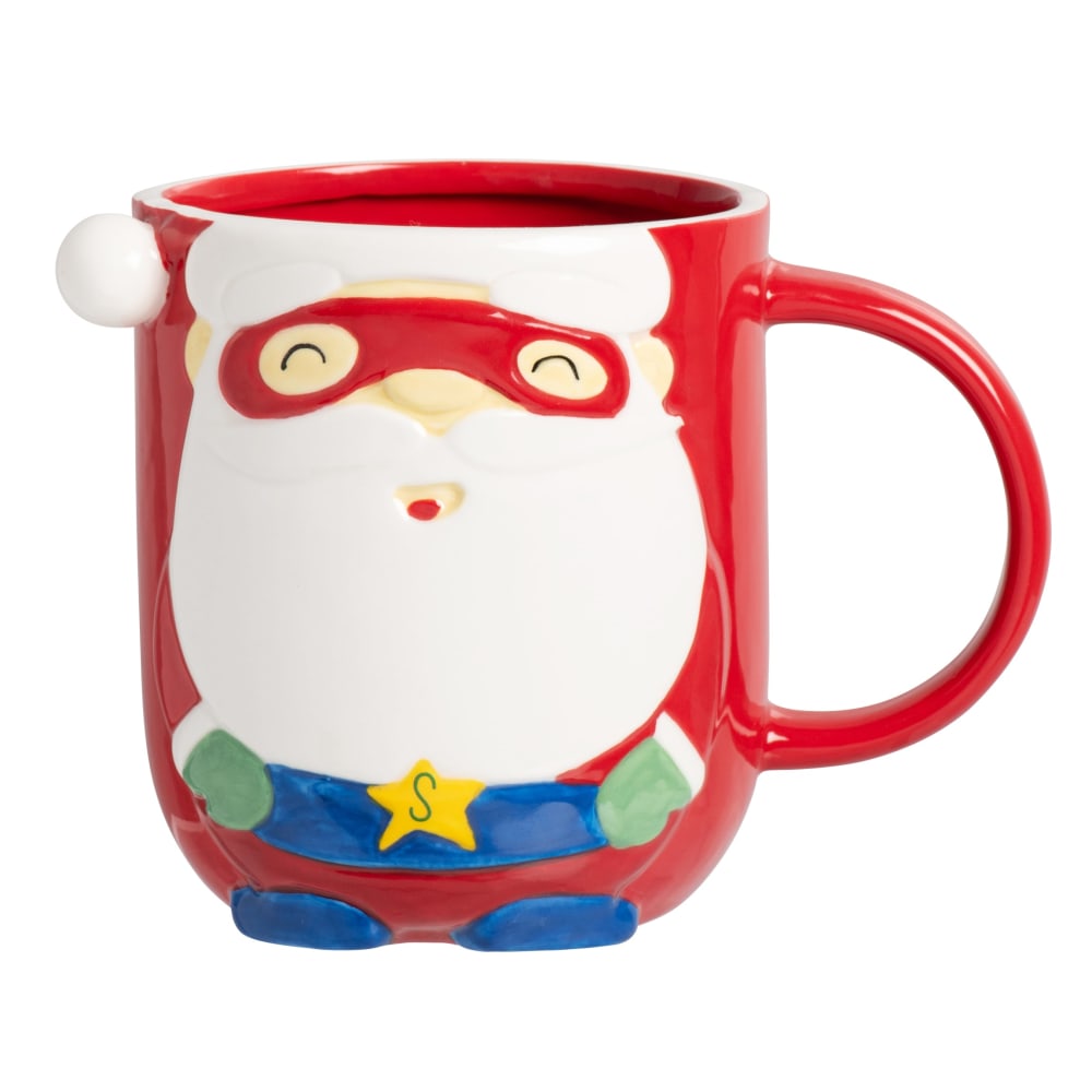 Tasse Père Noël super-héros en grès multicolore