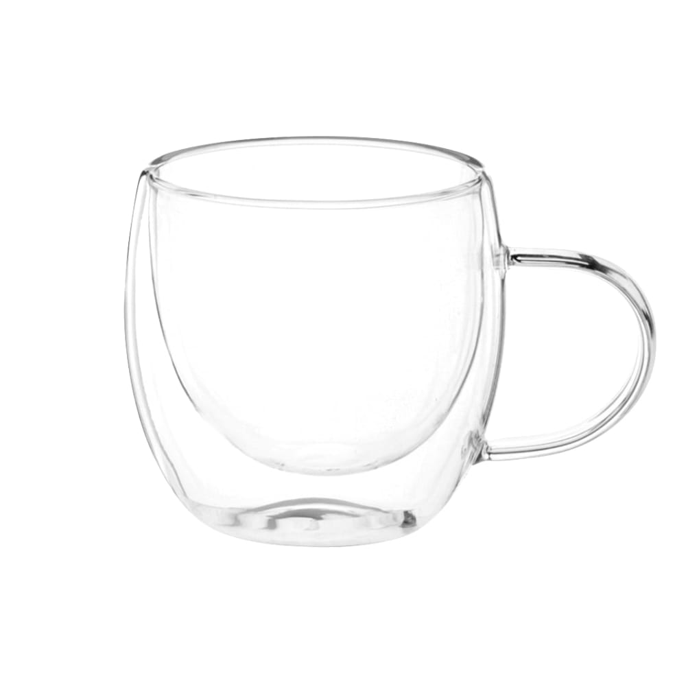 Tasses à café double paroi en verre transparent (x6) et support en métal noir - Maisons du Monde