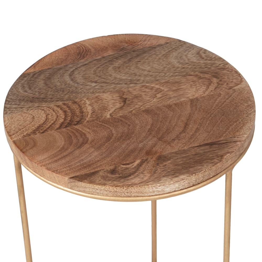 Tavolino in legno di mango e ferro battuto dorato - Maisons du