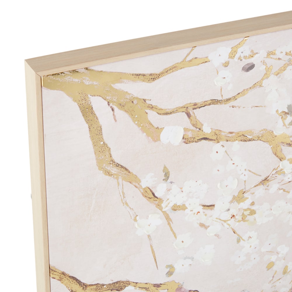 Tela stampata e dipinta nei toni del beige e dell'oro, 132x67 cm