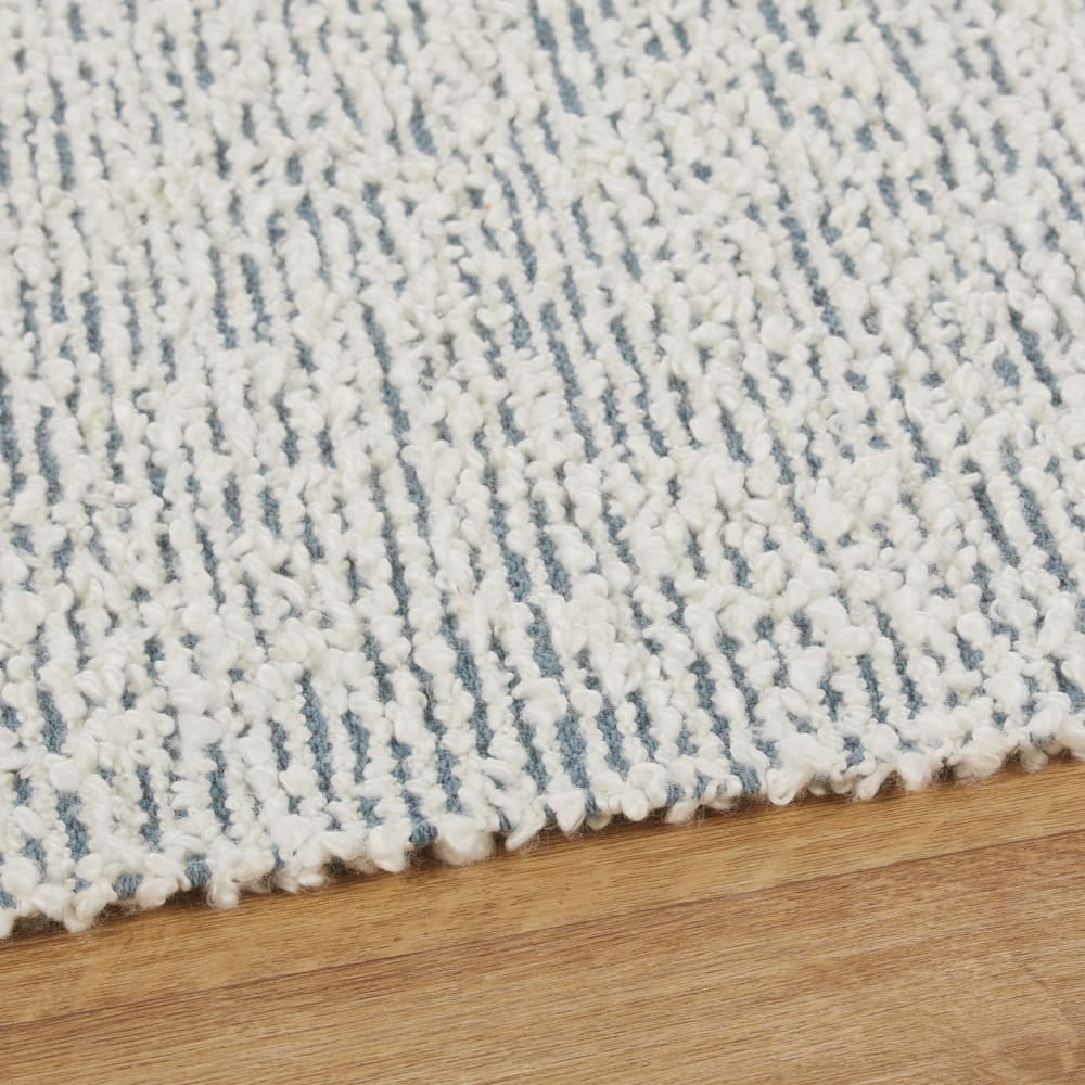 Teppich aus recycelter Baumwolle, ecru und blau, 160x230cm -