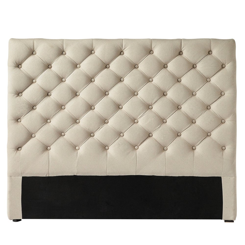 Tête de lit capitonnée en lin pour couchage 160