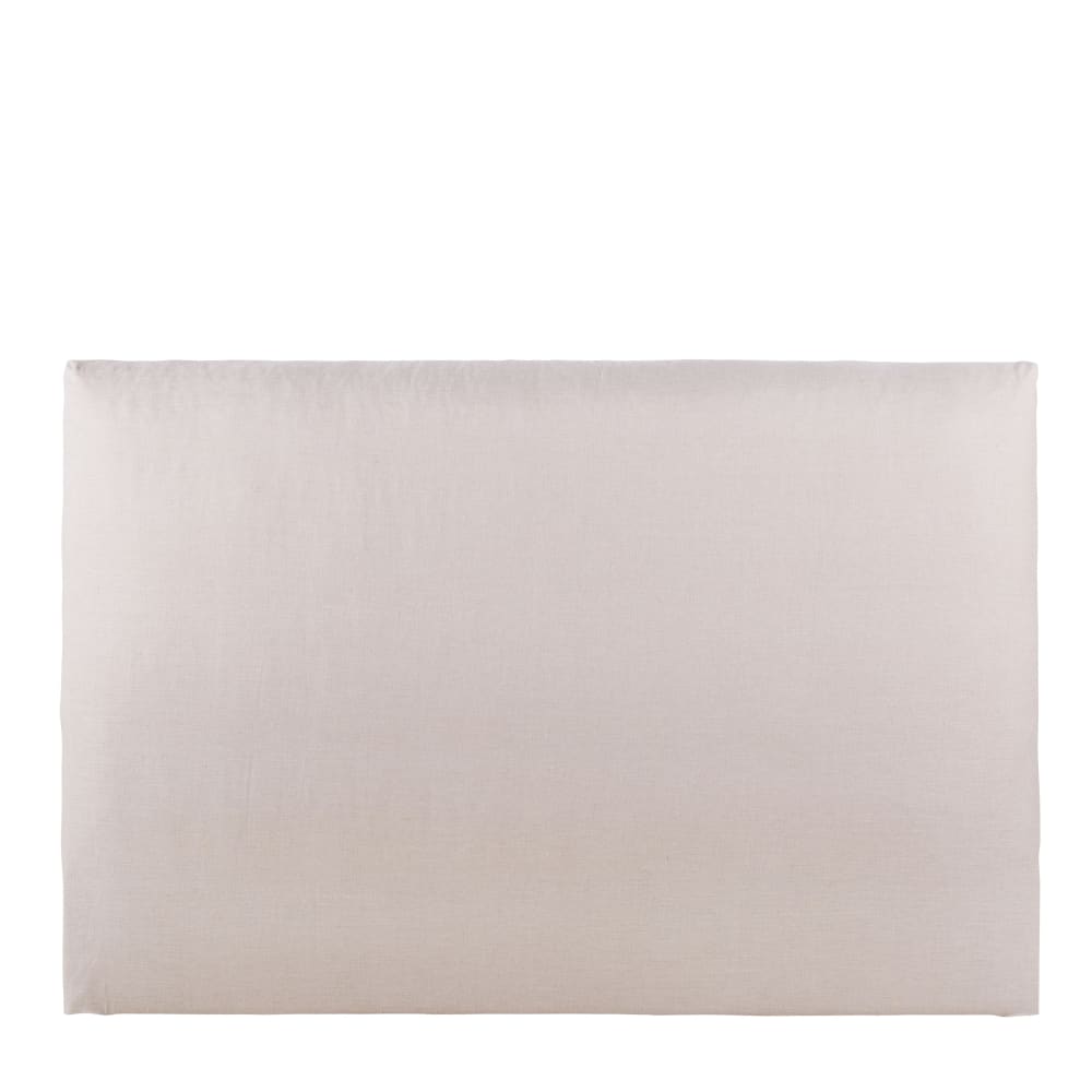 Tête de lit déhoussable en lin beige pour couchage 160