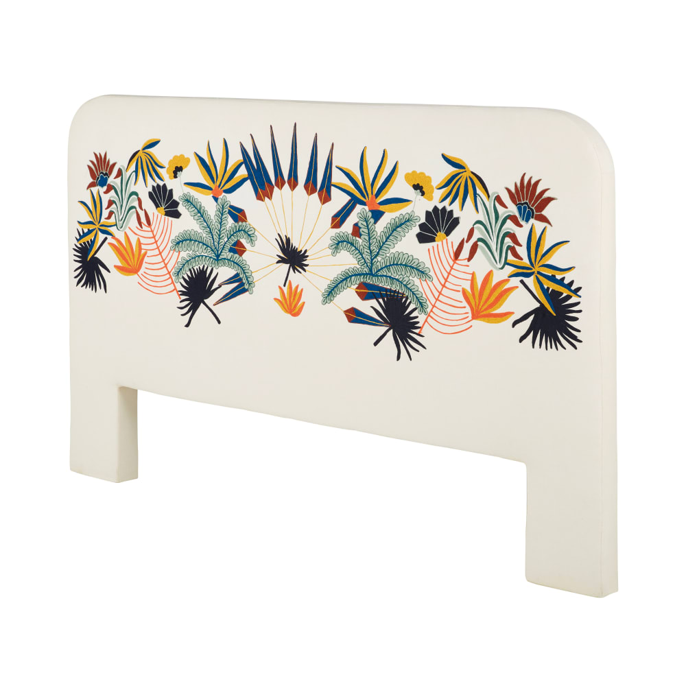 Tête de lit en tissu motif floral brodé pour couchage 160 multicolore - Maisons du Monde