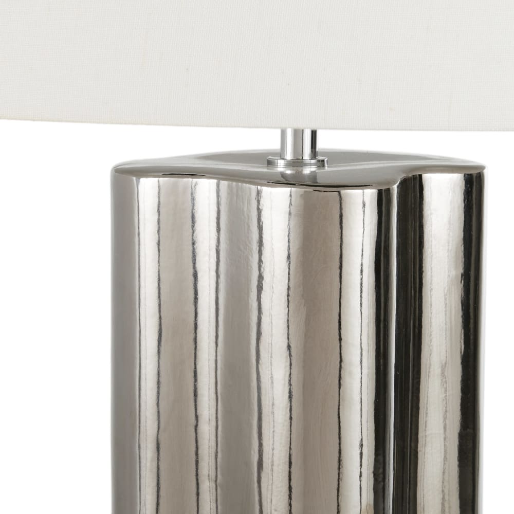 Tischlampe aus Keramik, silber und weiß - Maisons Du Monde