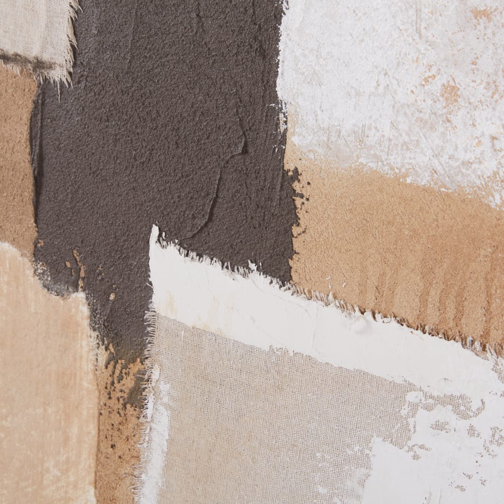 Toile peinte abstraite noire, beige et blanche, 98x130 cm - Maisons du Monde
