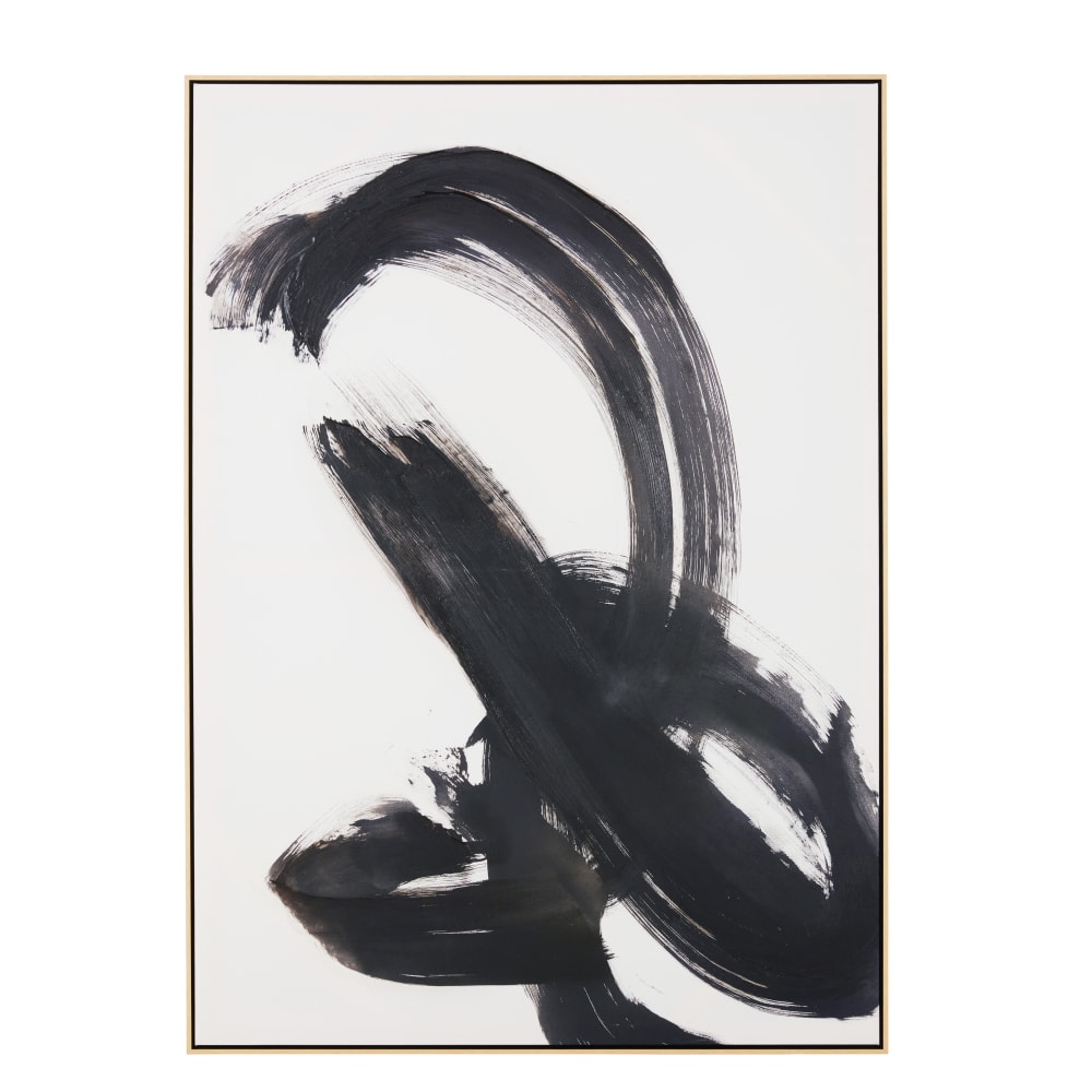 Toile peinte abstraite noire et blanche, 100x141 cm — Beyit