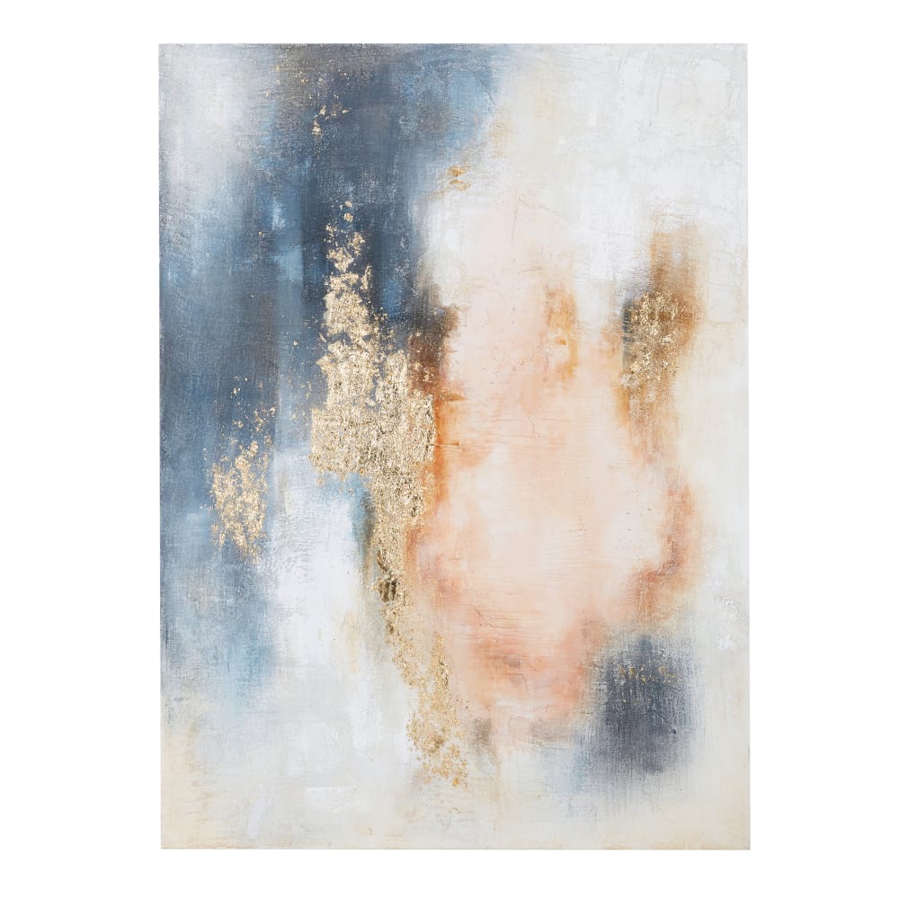 Toile peinte bleue, rose,