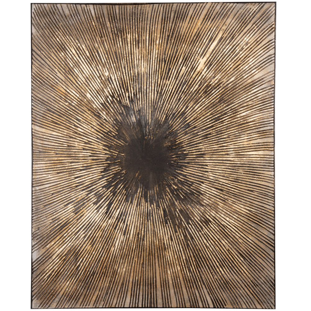 Toile peinte marron, dorée et noire 80x100