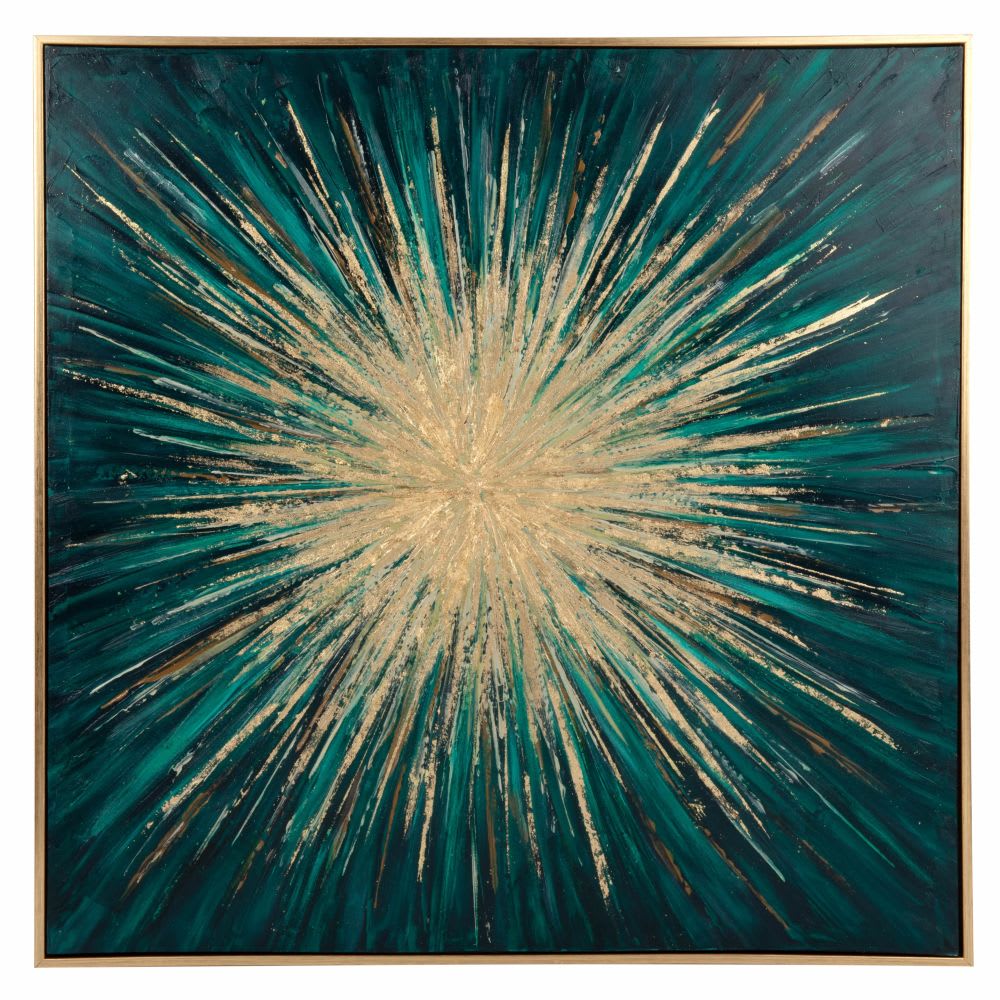 Toile peinte verte et dorée, 70x70 cm — Beyit