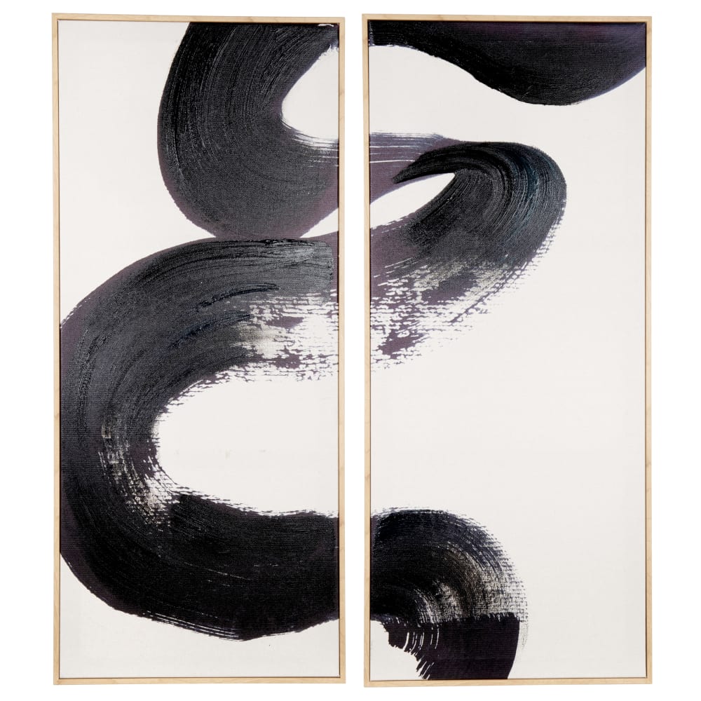 Toiles diptyques imprimées et peintes noires et blanches, 70x80 cm — Beyit