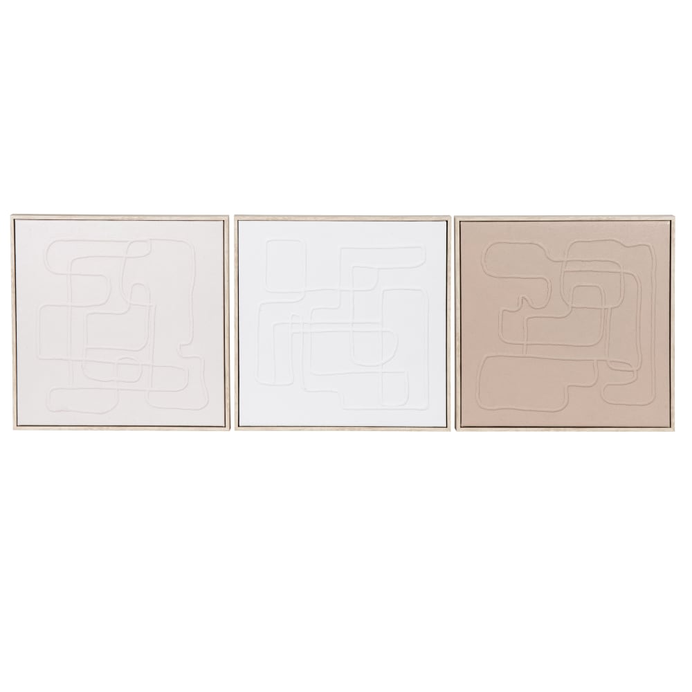 Toiles en reliefs marron, beige et blanc (x3), 30x30 cm — Beyit