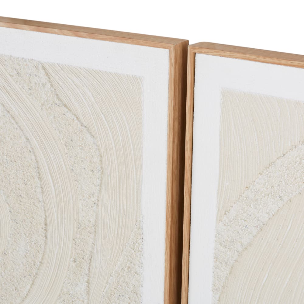 Toiles triptyques peintes beiges et blanches, 170x112 cm