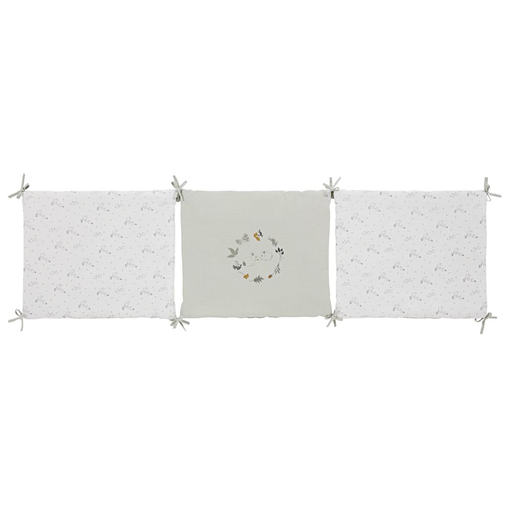 Tour de lit bébé en gaze de coton bio multicolore imprimé