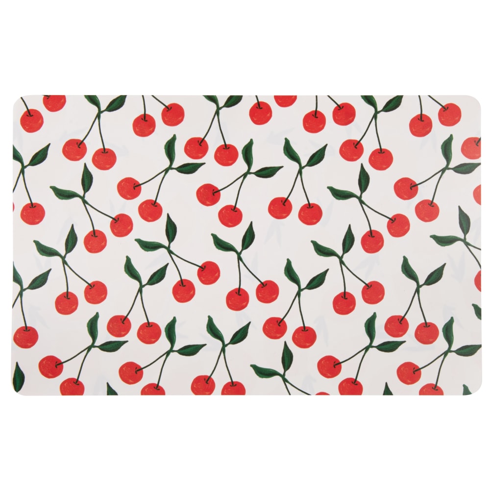 Tovaglietta reversibile con limoni gialli e ciliegie rosse -