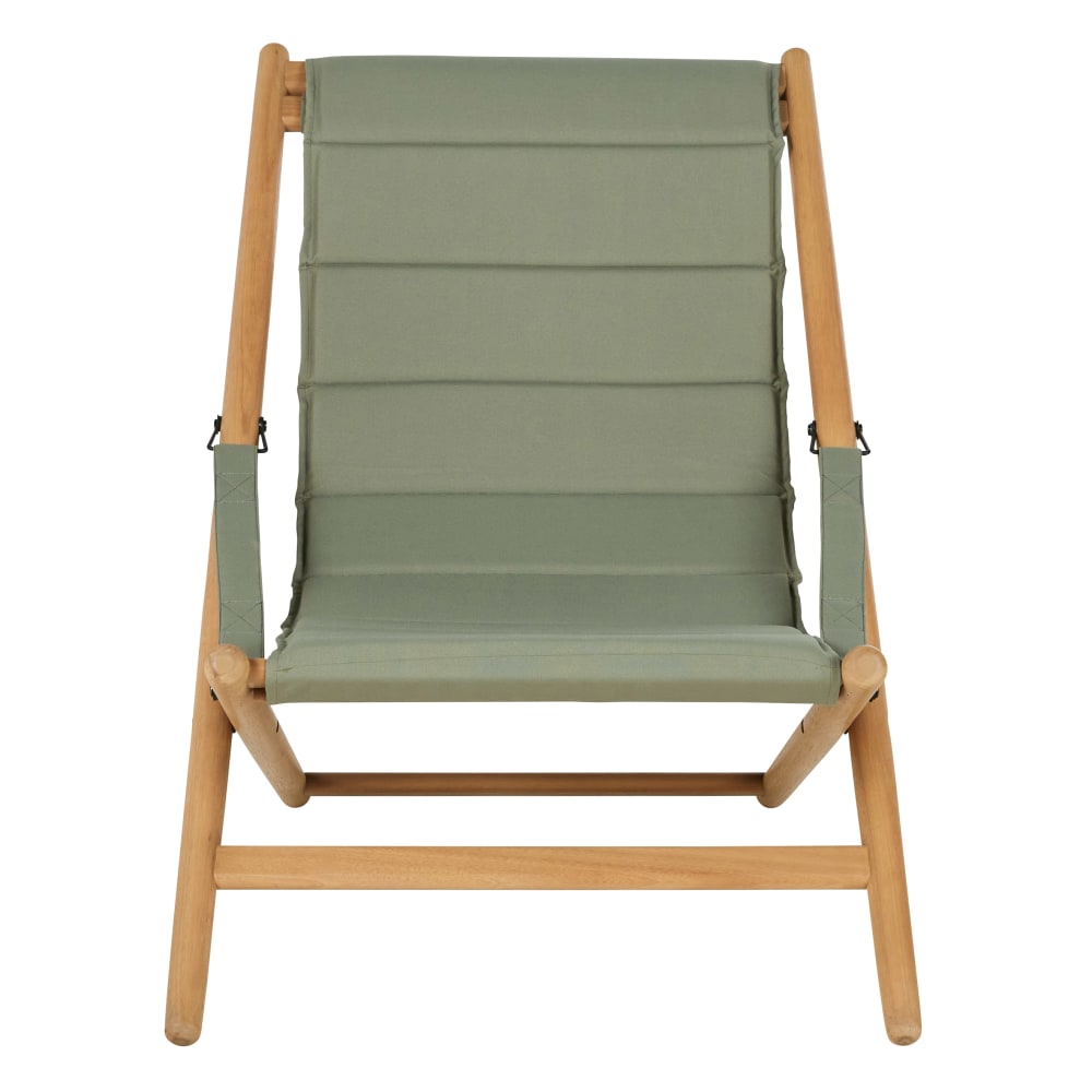 Transat en bois d'eucalyptus et toile en polyester recyclé vert kaki