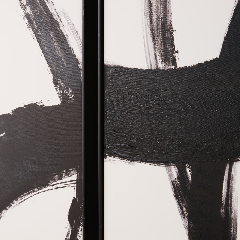 Triptyque peint abstrait noir et blanc, 200x130 cm - Maisons du Monde