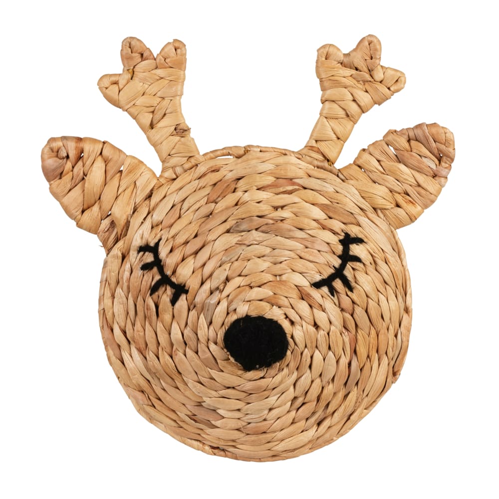 Trophée mural biche en jacinthe d'eau tressée 23x32