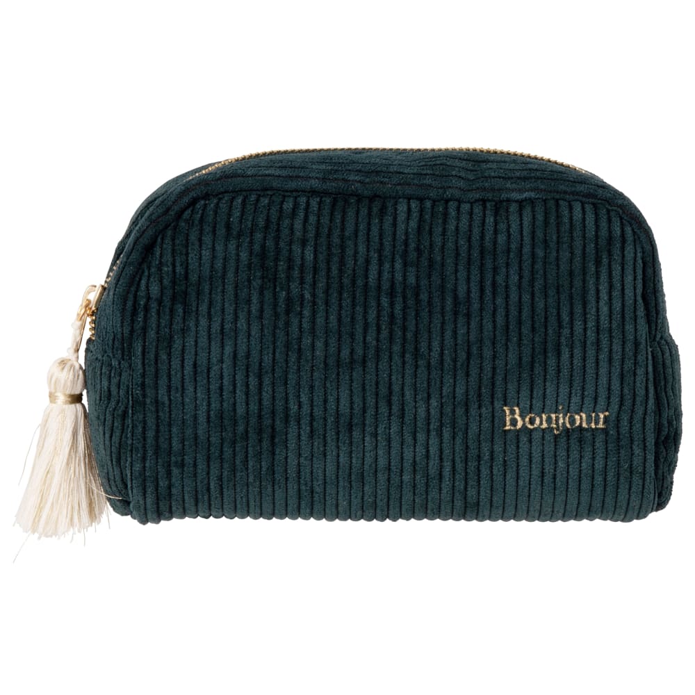 Trousse en velours côtelé vert L18