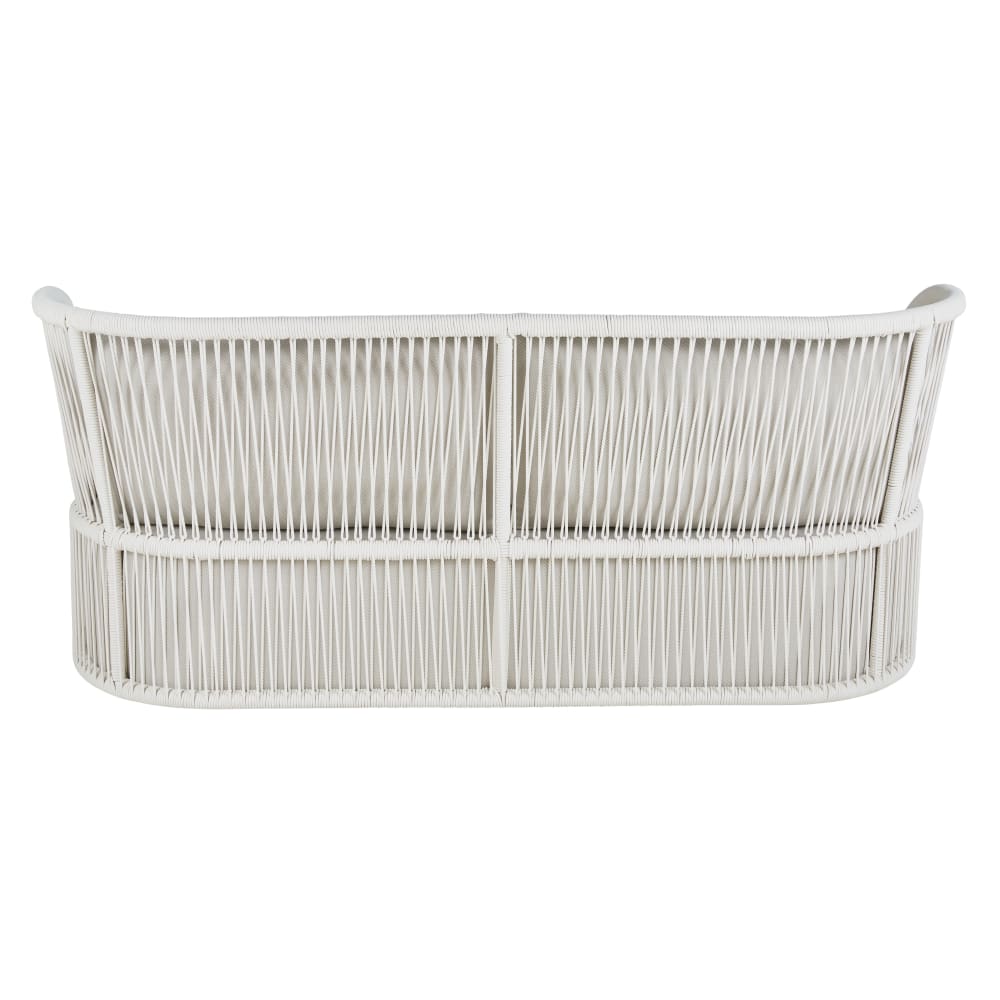 Tuinzetel van parelgrijs polyolefinevezels en wit touw met 2/3 zitplaatsen met tensilinetouw - Maisons Du Monde