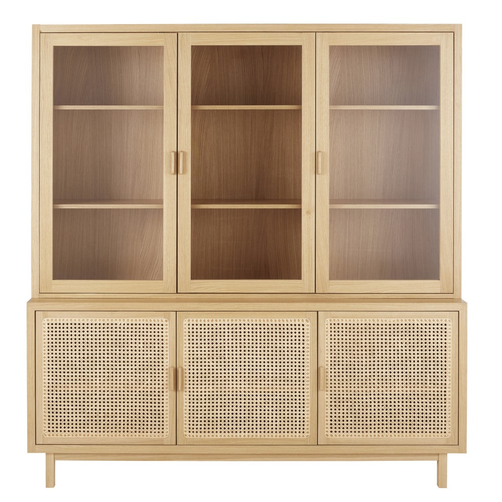 Vaisselier 3 portes vitrées en bois de chêne L180