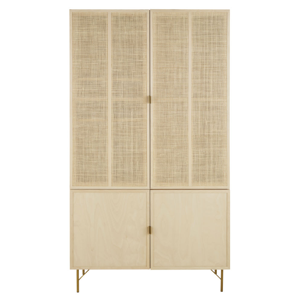 Vaisselier 4 portes cannage en rotin L88