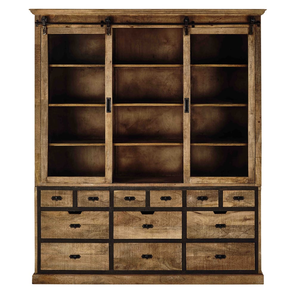Vaisselier en bois de manguier massif, L93 cm