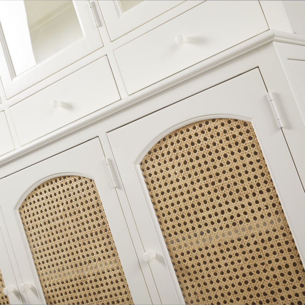 Vaisselier en cannage 6 portes blanc cassé L123 — vue 4