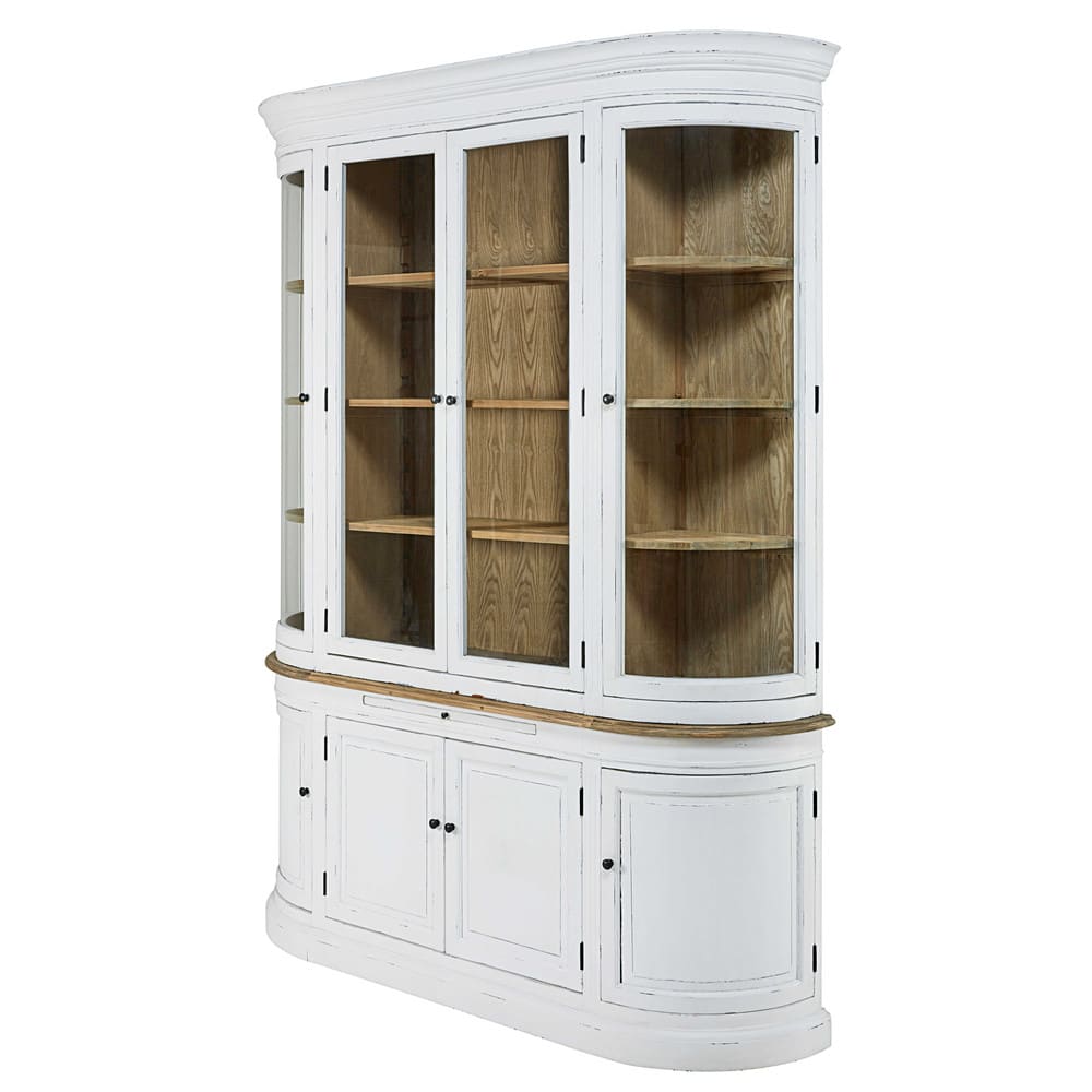 Vaisselier vitré 8 portes en pin recyclé blanc patiné L190 - Maisons du Monde