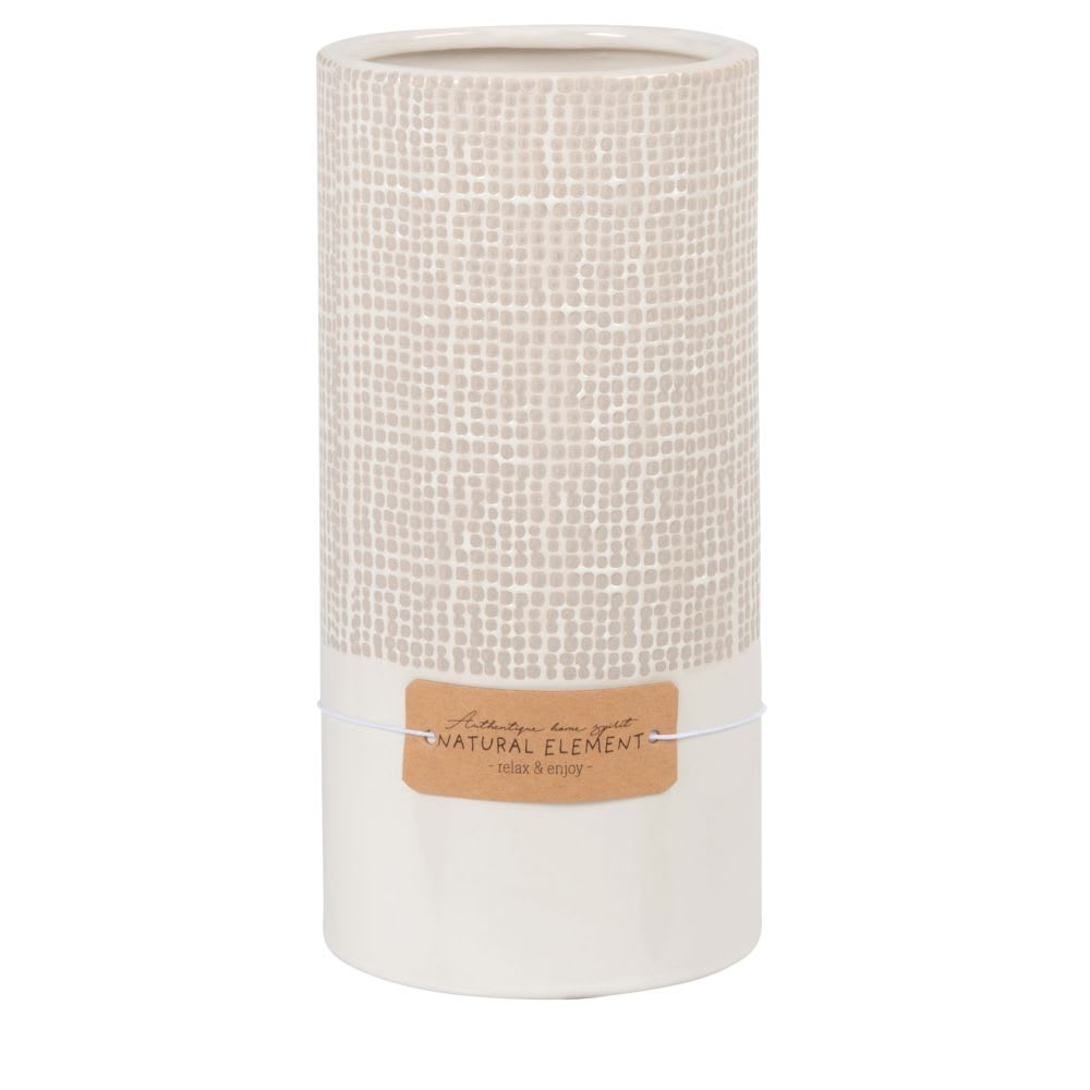 Vase en grès beige à motifs H21