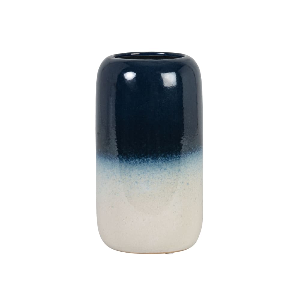 Vase en grès bleu et blanc H18