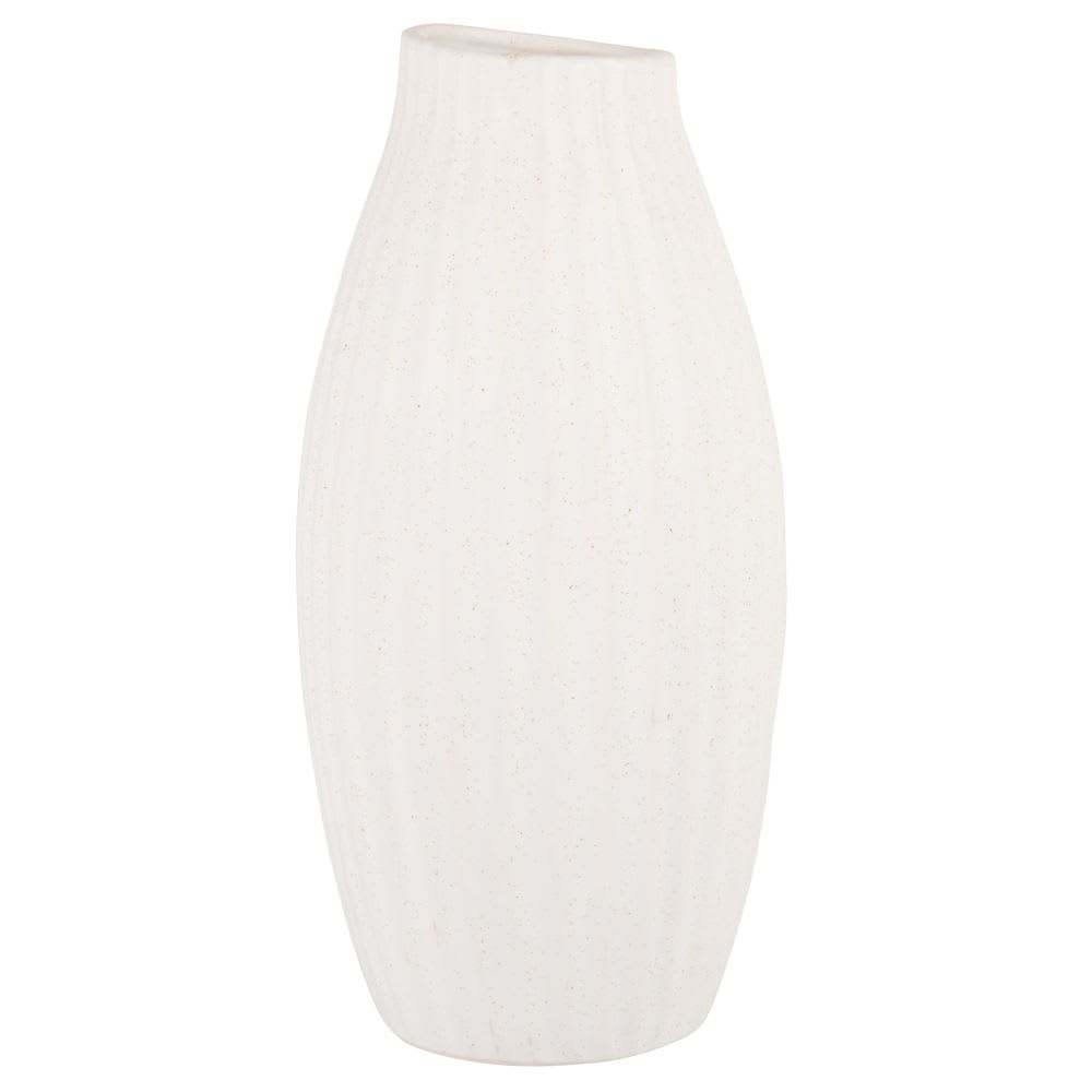 Vase en grès strié écru H31