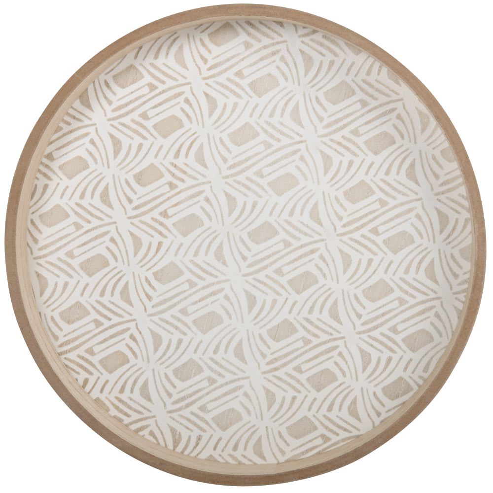 Vassoio rotondo beige e bianco - Maisons du Monde