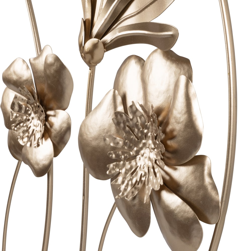 Vergoldeter Stahlkreis mit Blumendekor, Durchmesser 65 cm -