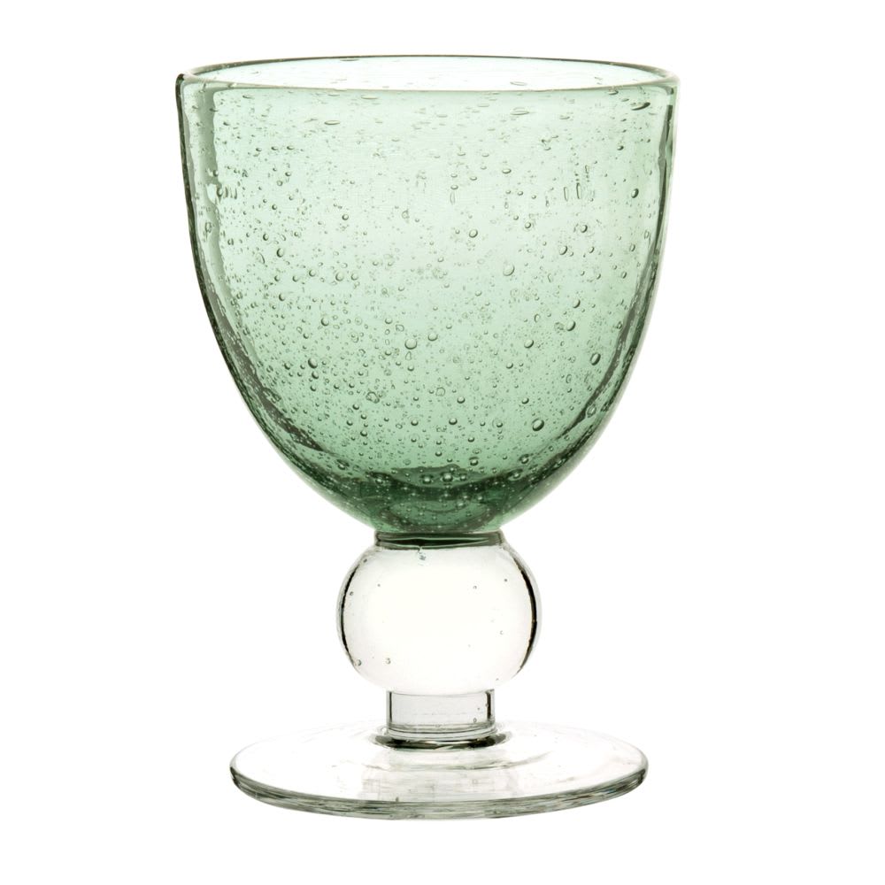 Verre à pied en verre bullé vert Verre à pied en verre bullé vert