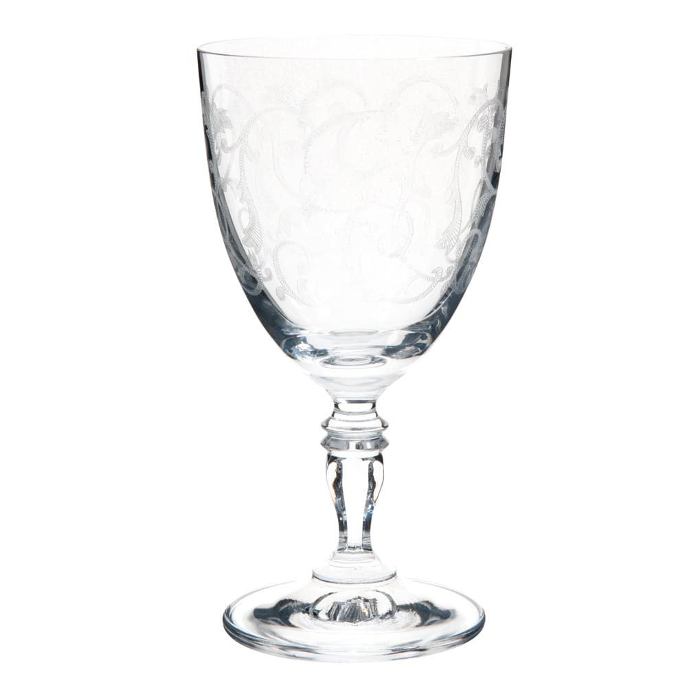 Verre à vin en verre motif floral transparent