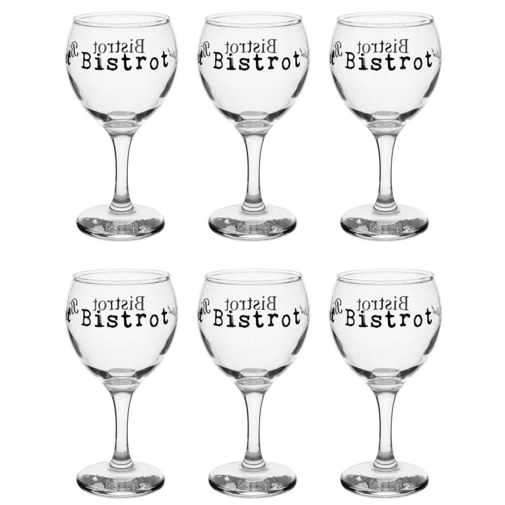 Verre en verre transparent et inscriptions noires