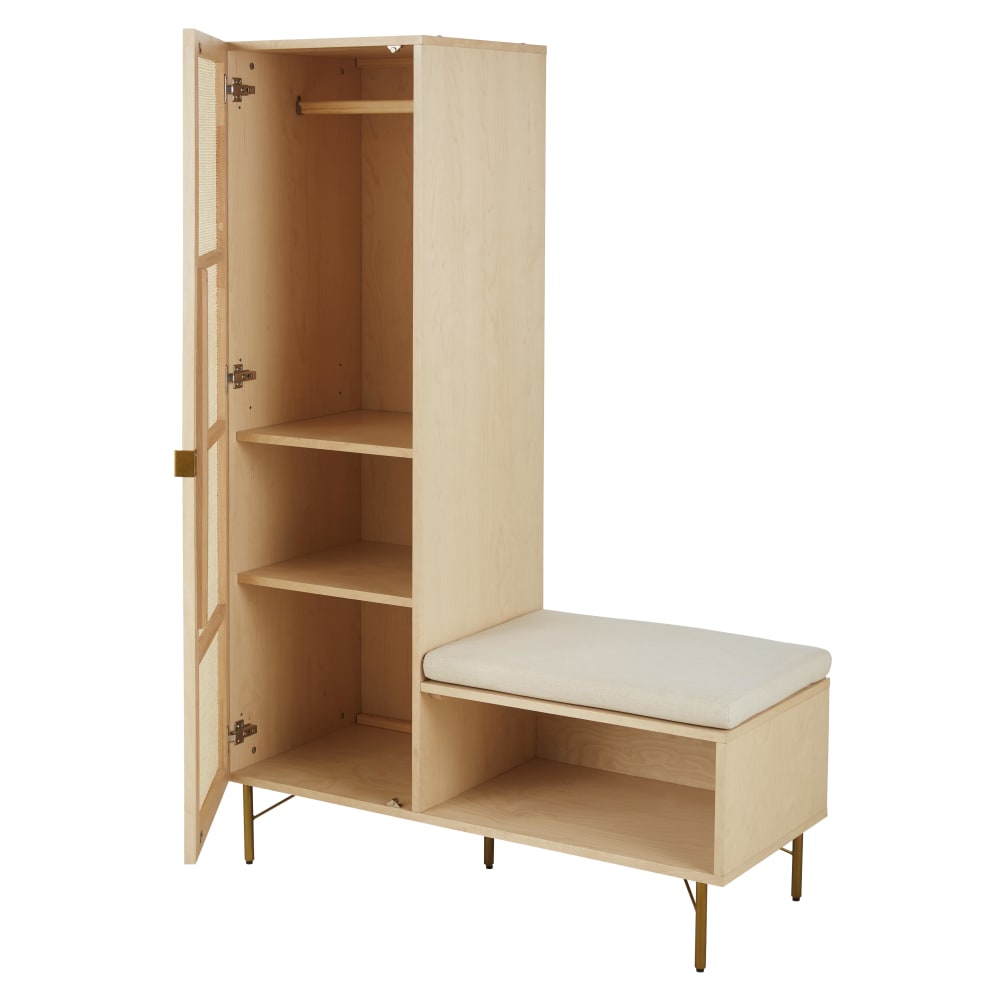 Vestiaire 1 porte en rotin tressé 1 niche L116 - Maisons du Monde