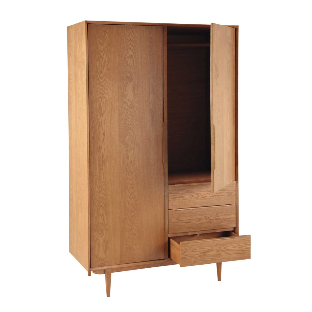 Vintage-Kleiderschrank mit 2 Türen und 3 Schubladen, 120 -