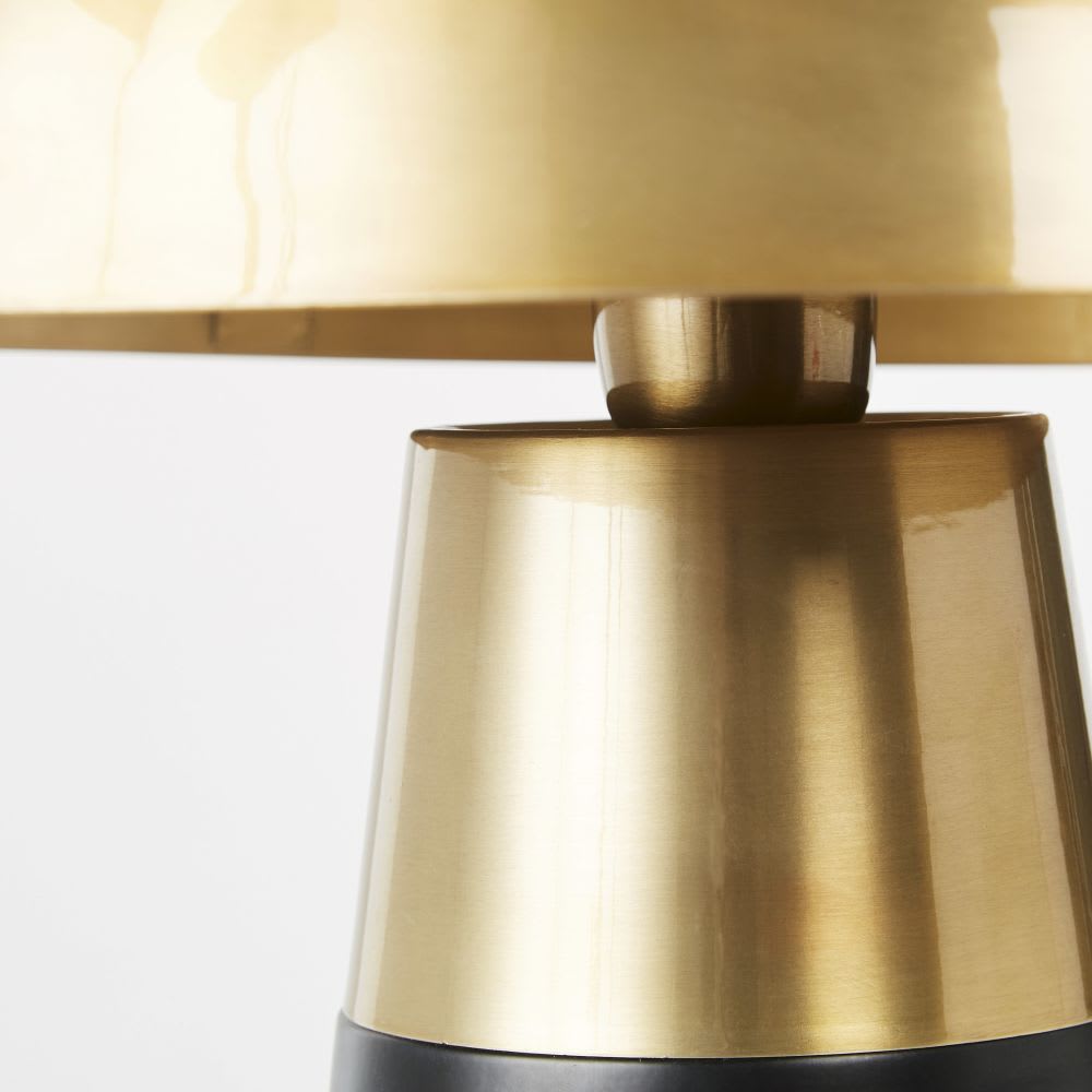 Vintage-Lampe aus recyceltem goldfarbenem und schwarzem Metall -