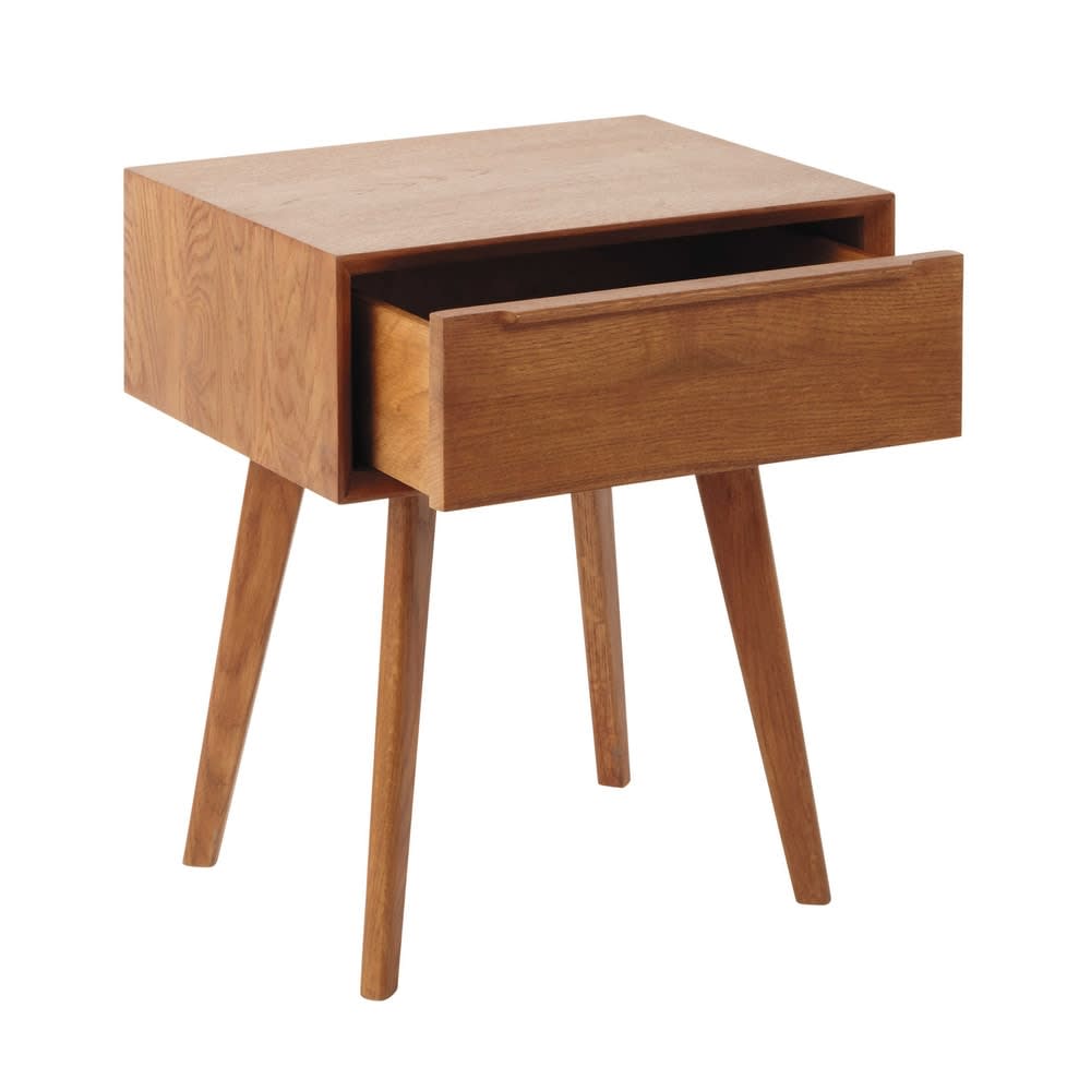 Vintage Nachttisch mit 1 Schublade aus massiver Eiche - Maisons