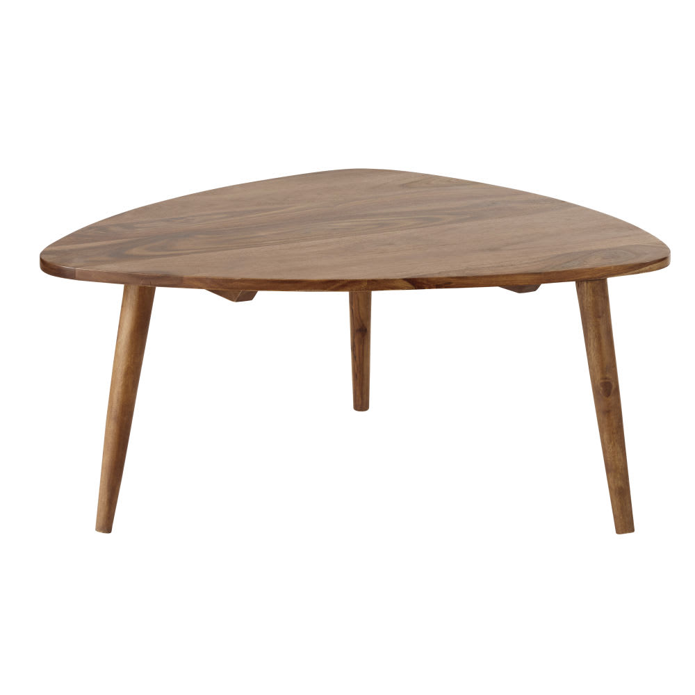 Vintage salontafel van massief sheesham hout, 80 cm - Maisons Du