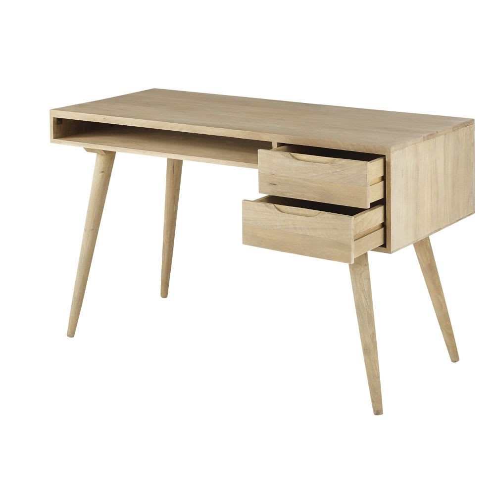 Vintage-Schreibtisch mit 2 Schubladen aus massivem Mangoholz -