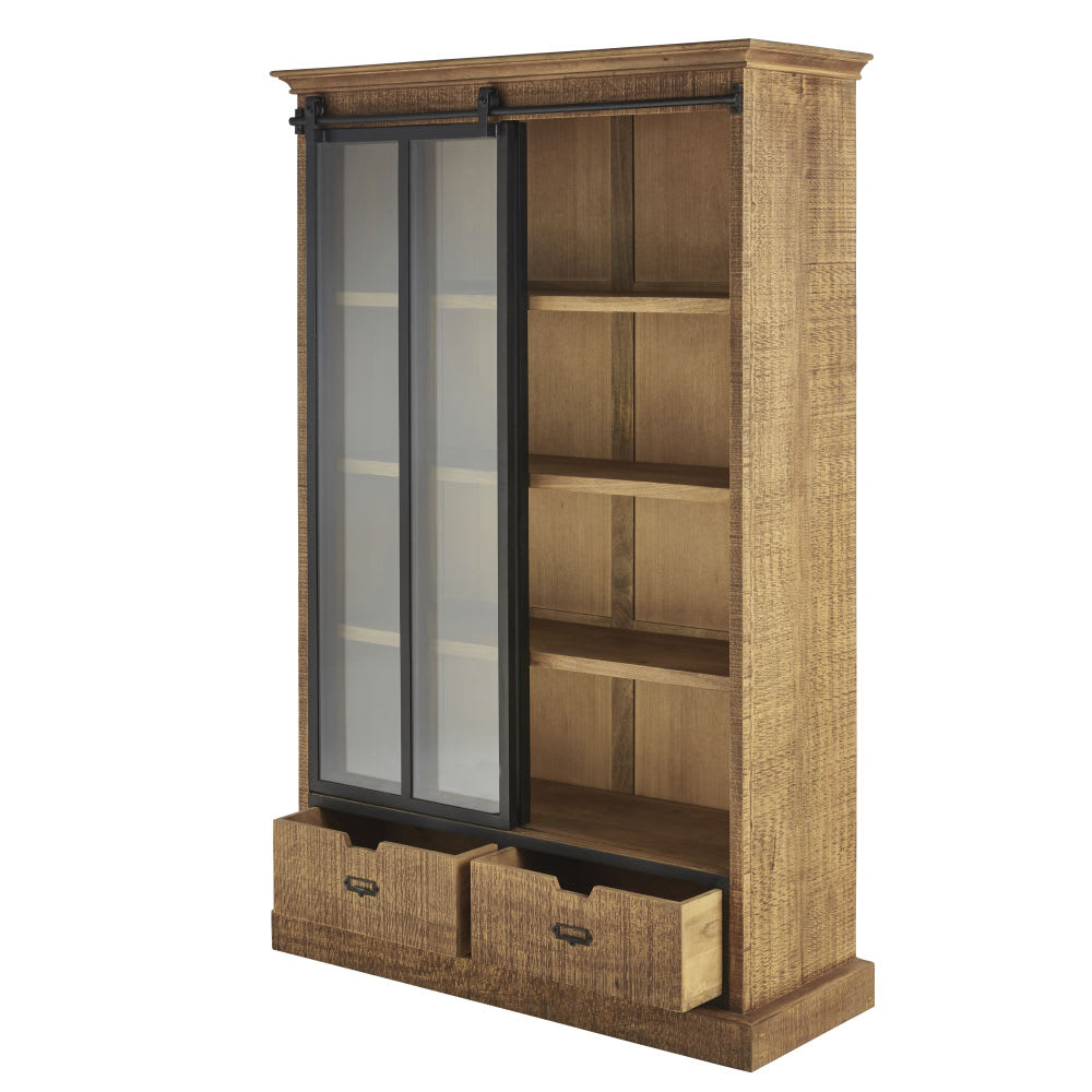 Vitrine industrielle 1 porte coulissante 2 tiroirs bicolore