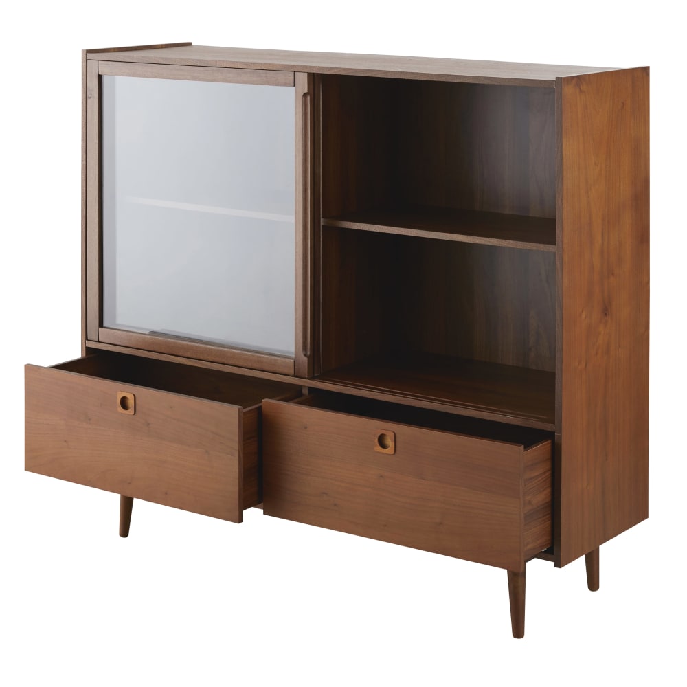 Vitrine vintage 2 portes 2 tiroirs marron - Maisons du Monde