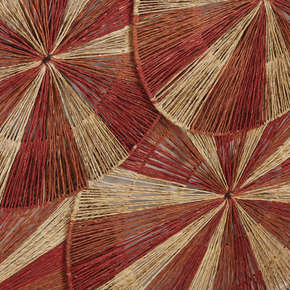 Wanddecoratie van geweven jute, beige en rood, 112 x 80 cm -