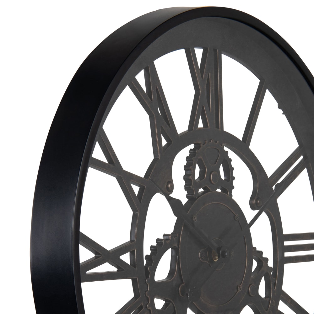Wanduhr mit Räderwerk, schwarz und braun D46 - Maisons Du Monde