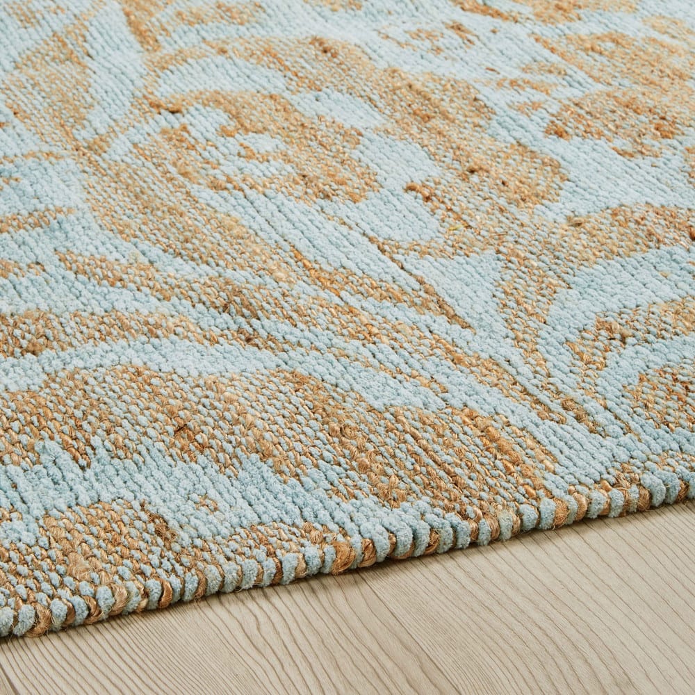 Webteppich aus Jute und seegrüner Baumwolle 140x200cm - Maisons